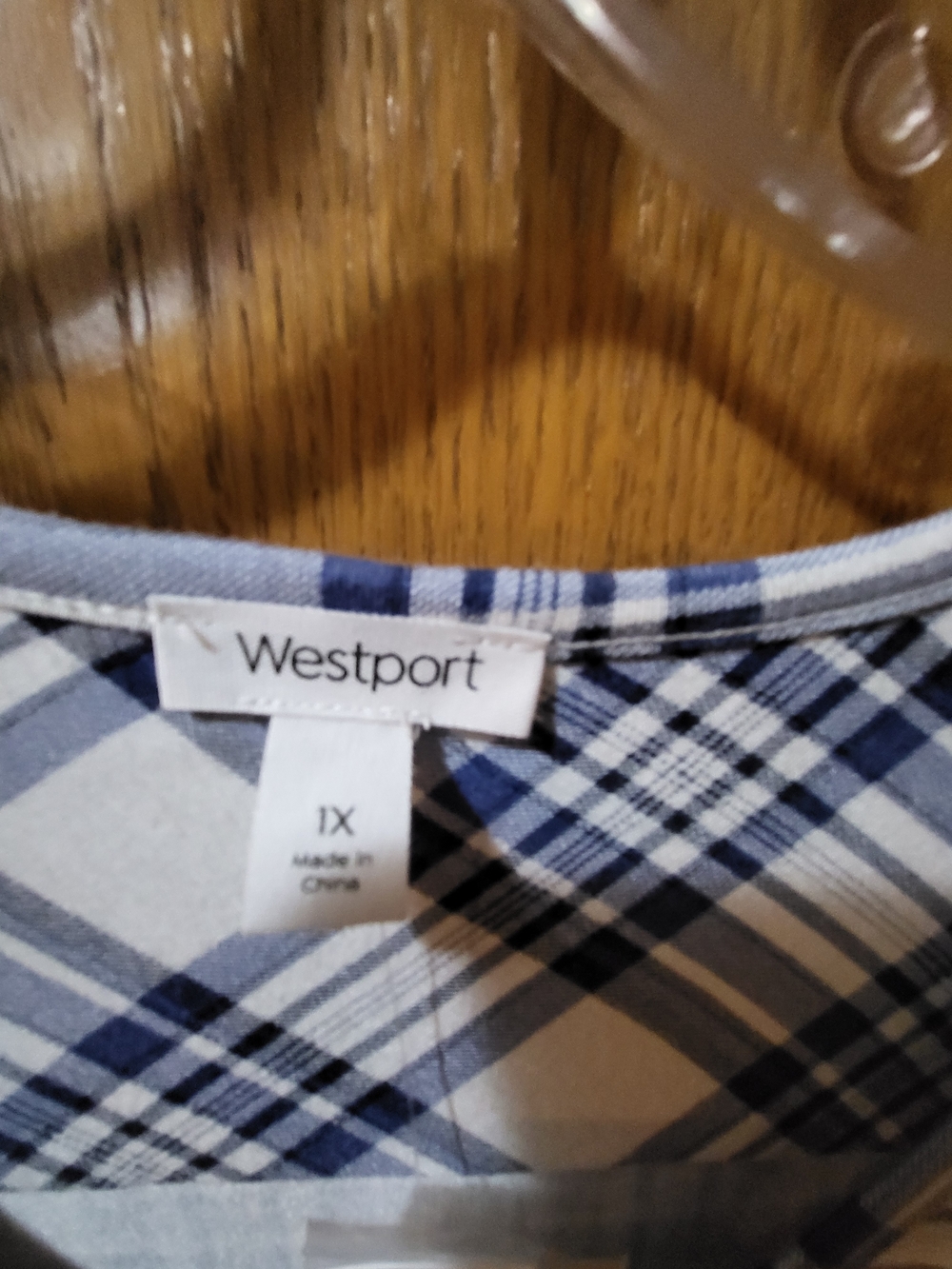 Westport Navy and White Plaid Blouse